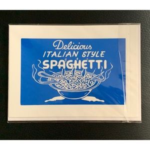 "Delicious Italian Style Spaghetti" vintage blue sign print 5”x7” - NWOT sealed